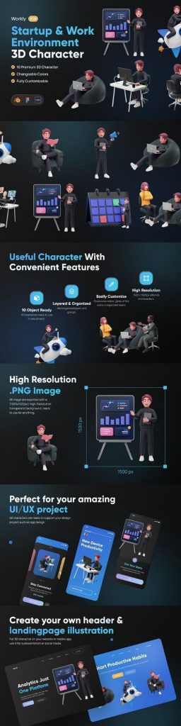 دانلود کاراکتر سه بعدی استارت‌آپ و کار