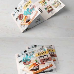 طرح منوی رستوران با قالب مربعی سه لت