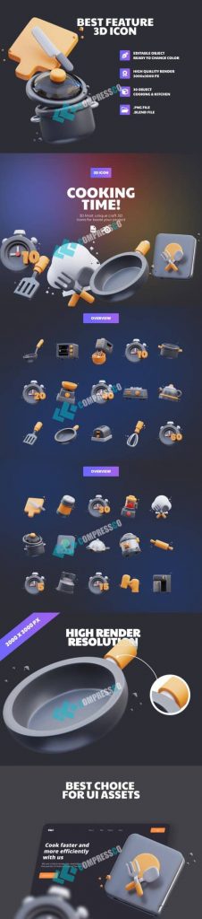 آیکون سه بعدی لوازم آشپزی