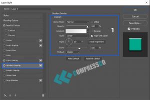 تنظیمات blending option-بخش gradient overlay