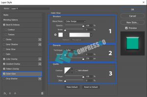 تنظیمات blending option-بخش outer glow