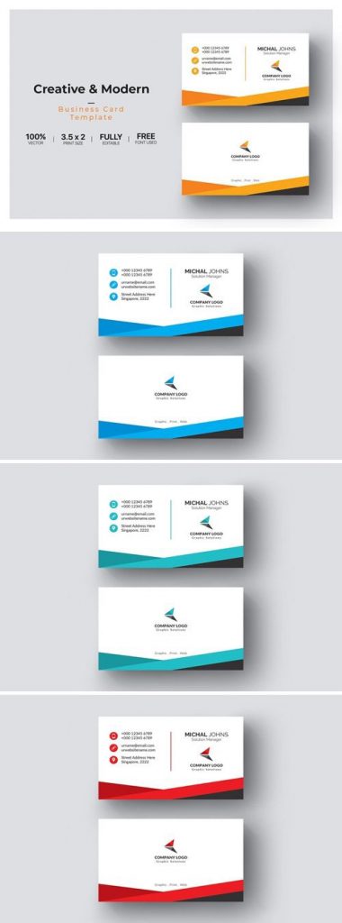 دانلود کارت ویزیت لایه باز 4 رنگ ایلوستریتور