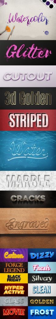 دانلود 23 استایل متنی سه بعدی لایه باز در فتوشاپ