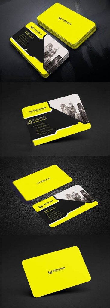 دانلود کارت ویزیت لایه باز رسمی زرد مشکی