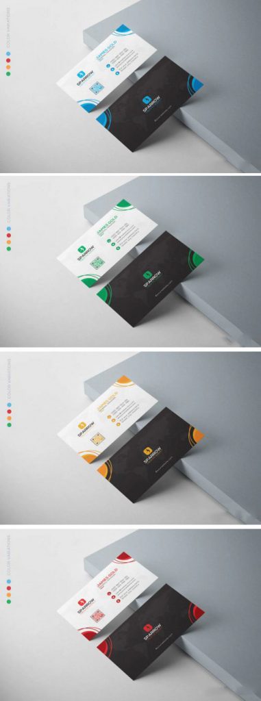 کارت ویزیت ساده شرکتی در 4 رنگ مختلف