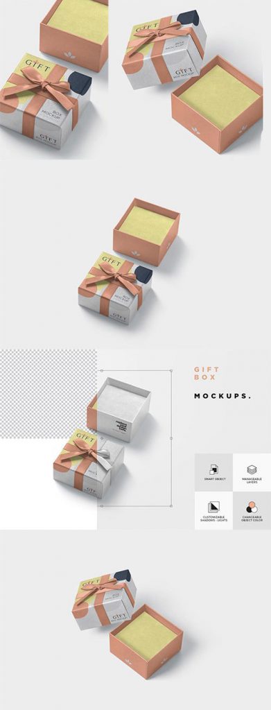 دانلود موکاپ جعبه کادو مکعبی