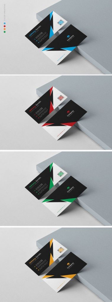 دانلود کارت ویزیت شرکتی لایه باز در 4 رنگ مختلف
