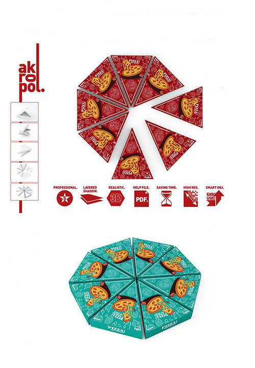 دانلود موکاپ جعبه مثلثی پیتزا رنگی
