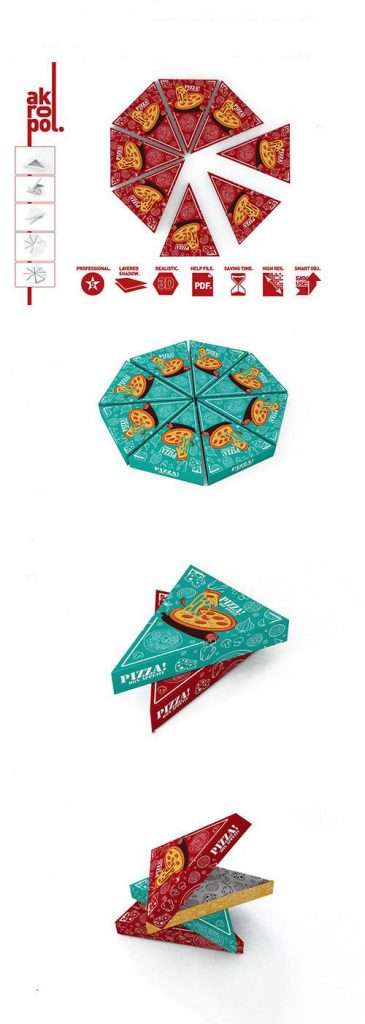 دانلود موکاپ جعبه مثلثی پیتزا رنگی