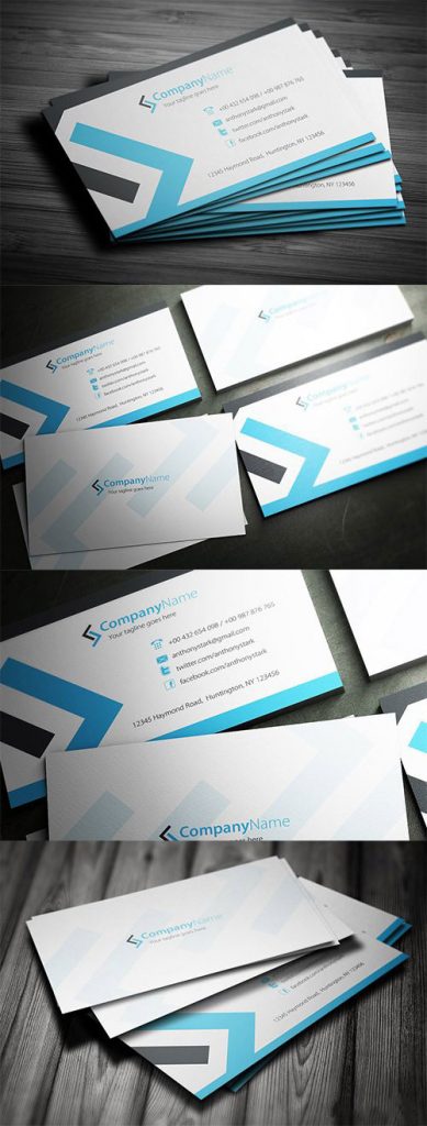 دانلود کارت ویزیت لایه باز آبی رنگ