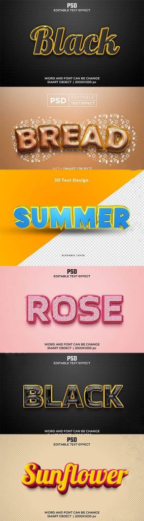 دانلود 6 استایل متن لایه باز سه بعدی فانتزی