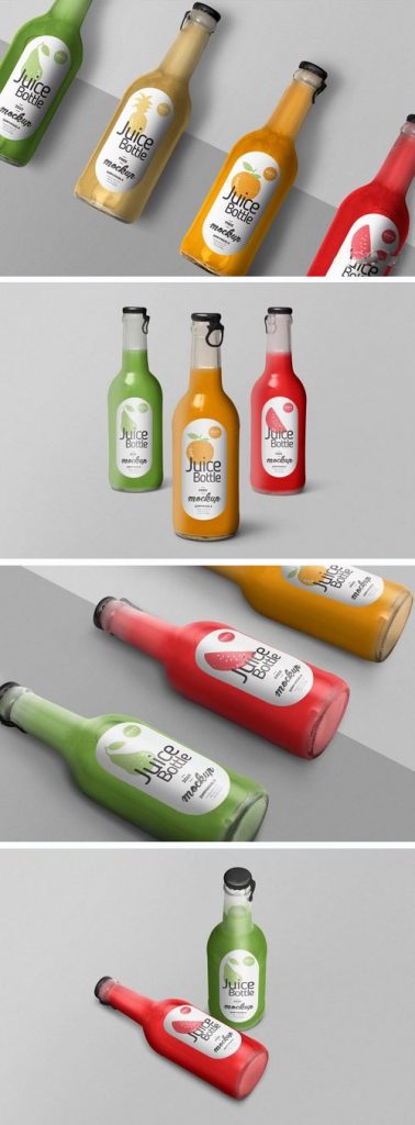 دانلود موکاپ بطری آبمیوه شیشه ای