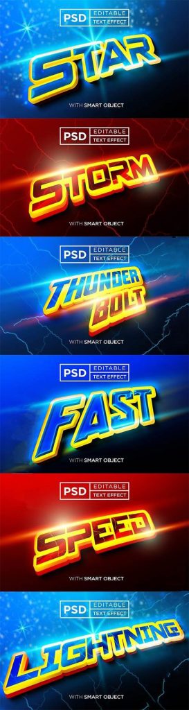 دانلود 6 استایل متن لایه باز سه بعدی در فتوشاپ