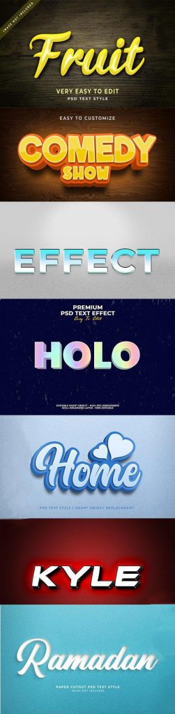 دانلود 7 استایل متن سه بعدی لایه باز فانتزی