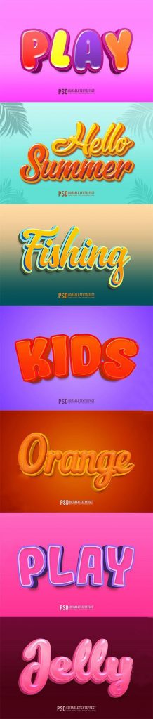 دانلود 7 استایل متن سه بعدی فانتزی لایه باز