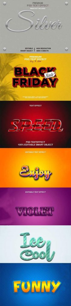 دانلود 7 استایل متن سه بعدی لایه باز