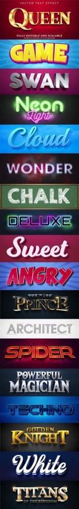 دانلود 18 استایل متن لایه باز سه بعدی ایلوستریتور