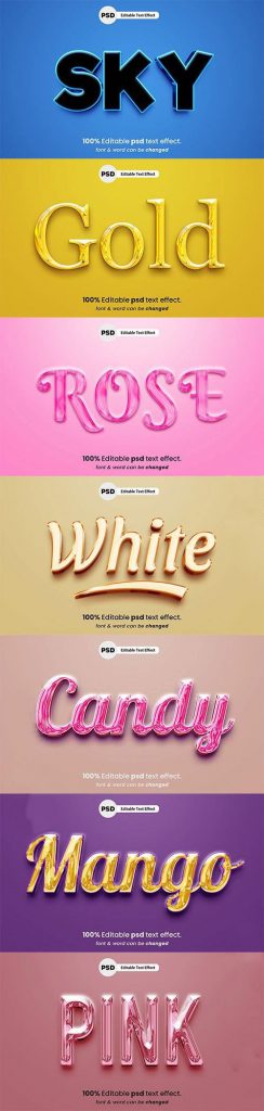 دانلود 7 استایل متن سه بعدی لایه باز