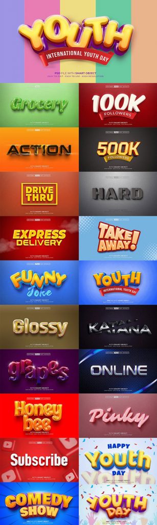 دانلود 21 استایل متن لایه باز سه بعدی