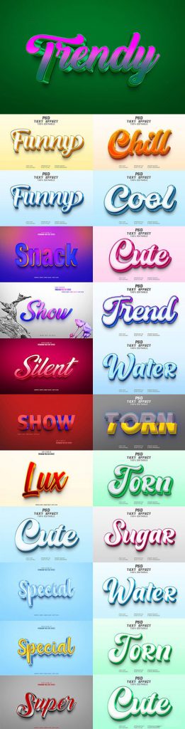 دانلود 23 استایل متن لایه باز سه بعدی