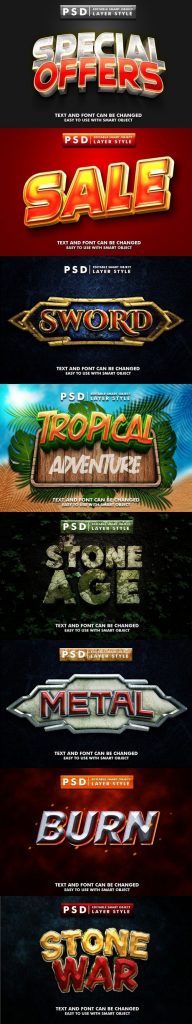 دانلود 8 استایل متن سه بعدی لایه باز