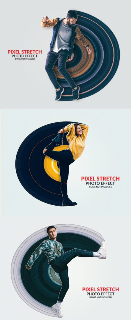 دانلود موکاپ افکت کشیدگی پیکسل ها یا Circular Pixel Stretch