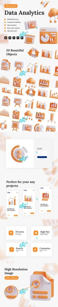 20 آیکون سه بعدی نمودار