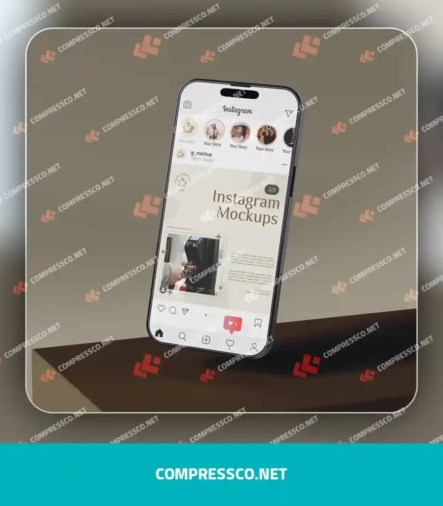 دانلود موکاپ پست اینستاگرام در گوشی آیفون 📱 | فایل لایه باز فتوشاپ با کیفیت بالا